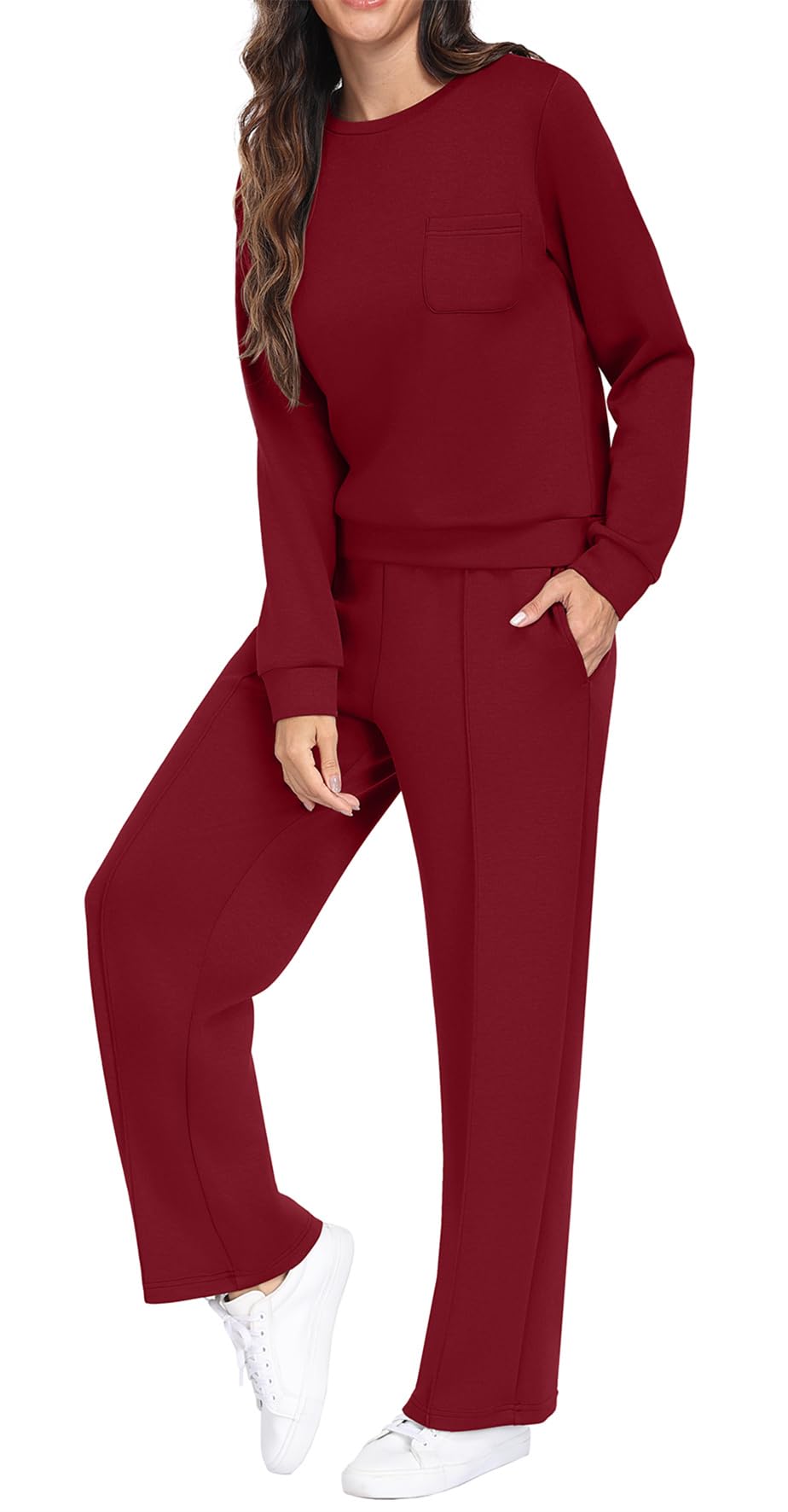 GRECERELLE Tuta da donna, set completo autunnale a maniche lunghe, abbigliamento da salotto per donna, abbigliamento sportivo, casual, girocollo, pullover top e pantaloni da jogging con tasche