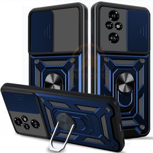 Image of Armor Bumper Back Cover Case for Honor 200 Pro 5G Rotating Camera Cover, Ring Holder & Kickstand | Heavy Duty & 360 Degree Protection Honor 200 Pro 5G Back Cover (Blue)
