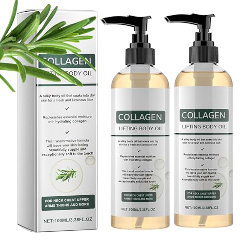 2PCS Collagen Oil for Skin Tightening 2026 Magic Firming Body Oil for Cellulite Saggy Skin and Stretch Marks Hydrating Collagen Massage Oil for Legs & Full Body Moisturizes & Smoother Skin 100ML*2