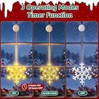 Weihnachtsdeko Fenster 2Stück, Weihnachtsbeleuchtung mit Saugnäpfe & Timer | Lichterkette Fenster Innen 3 Modi Batteriebetrieben Schneeflocken & Elch Rudolph, für Weihnachten Deko/Balkon/Fest Party – Ansicht 3