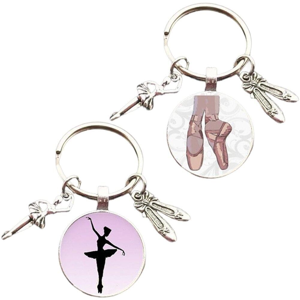 Casiler Girls As Shown Ballet Dancer Figure Silhouette Keychain 2Pcs/Set Keyring Bag Pendant Car Key Chain Charm Handbag Hanging Gift For