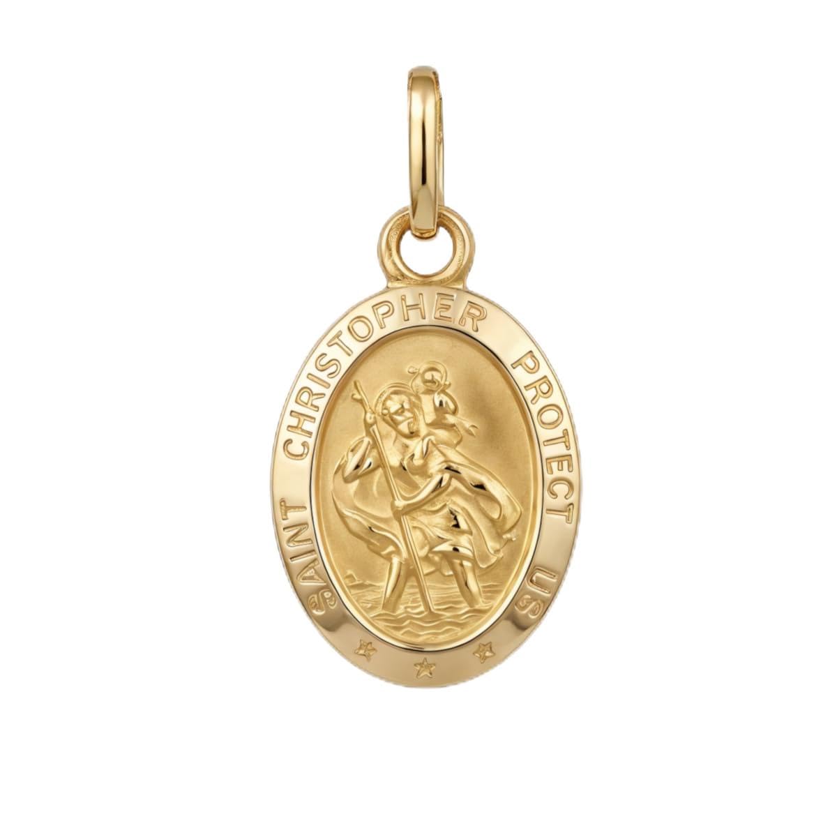 Alexander Castle Solide 9ct 375 Gold Heiliger Christophorus Anhänger Medaille - NUR ANHÄNGER mit Schmuck Geschenkbox - 'SAINT CHRISTOPHER PROTECT US' Gravur