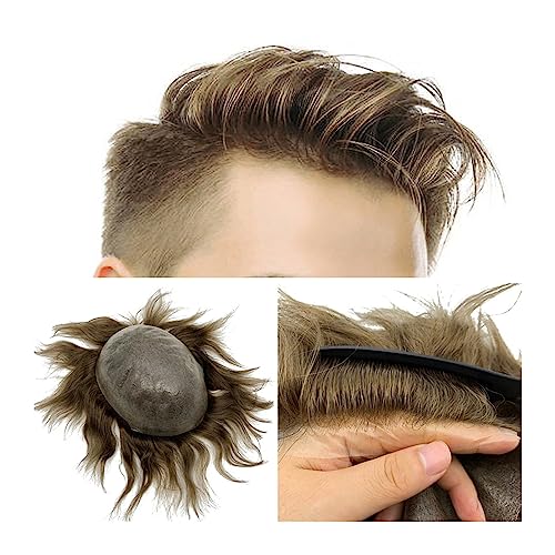 Toupet pour hommes en cheveux humains avec base PU fine et ligne frontale invisible