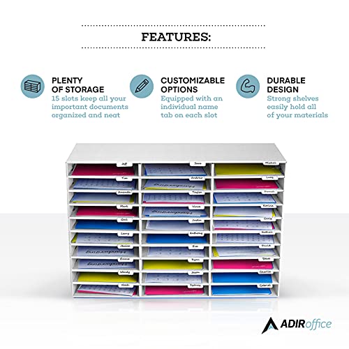 Adir File Sorter Literature Organizer - Mail Vinyl Craft Paper Storage Holder Corrugated Cardboard For Office, Classrooms, And Mailrooms Organization (30 Slots, White) #TOP3