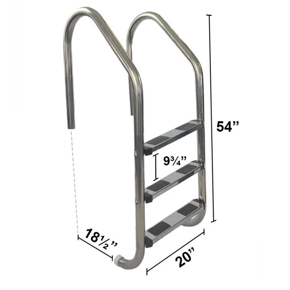 Escalera de acero inoxidable para piscina, 250 lbs, 3 peldaños miniatura 6