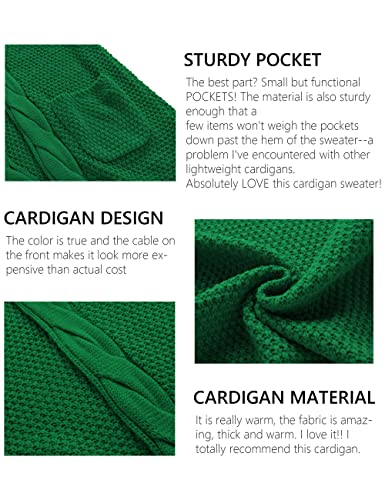 Traleubie Women'S Loose Casual Long Sleeved Open Front Breathable Cardigans Sweater With Pocket G-Green S thumb #2