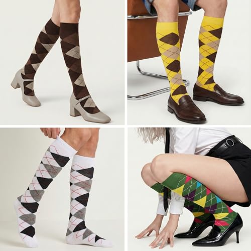 Image of Mysocks Unisex Knee High Long Socks Argyle
