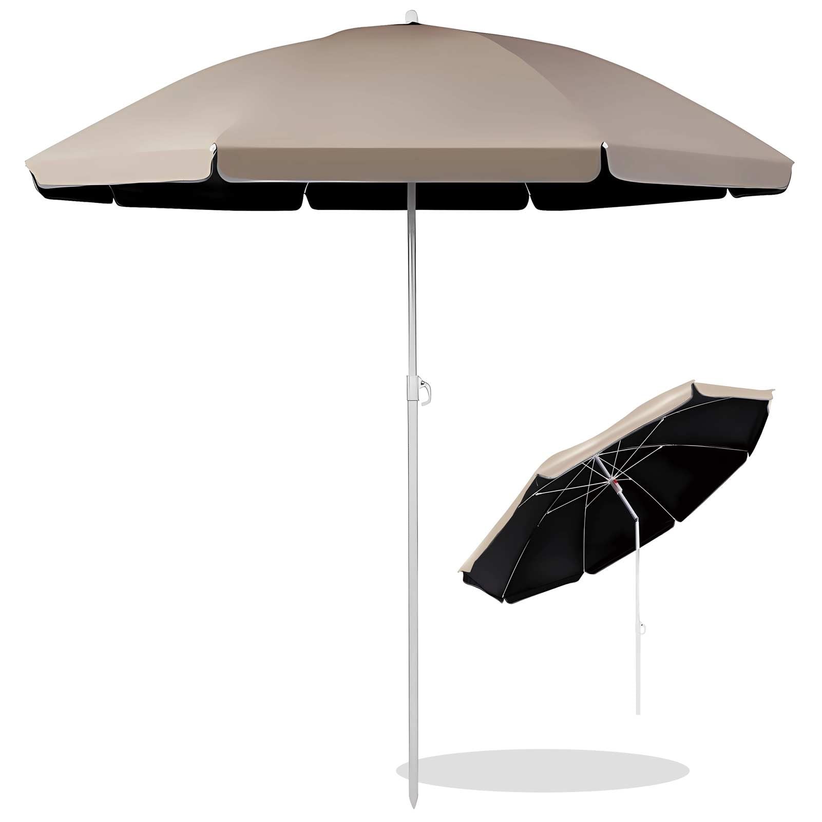 LRZPTDYU Patio Outdoor Umbrella 7ft/8ft Tiltable Portable Garden Parasol Waterproof UPF 50+ Sun Shade for Beach Market Poolside Backyard Balcony