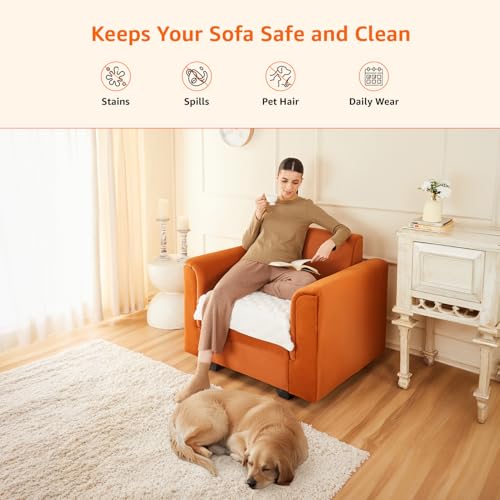 Image of Amazon Basics Quilted Sofa Cover for Single Seater, Playful Polka Dots, Non-Slip Sofa Pad, 70x70 cm, Soft Silicone Grip Dots, 100% Polyester, Machine Washable - Off-White