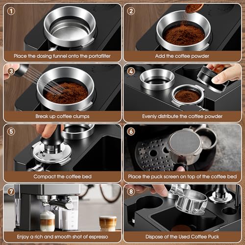 Image of Reoszeank 58mm Espresso Accessories Kit, Espresso Knock Box and Tamping Station, Coffee Tamper, Distributor, WDT Distribution Tool, Dosing Funnel and Puck Screen Set Fits Breville 58 mm Portafilter