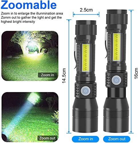 Karrong LED Taschenlampe USB Aufladbar Magnet Schwarzlicht, 395nm UV Lampe Ultraviolette Licht 7 Modi Rotlicht mit Akku für Outdoor Camping Wandern 2 Stück