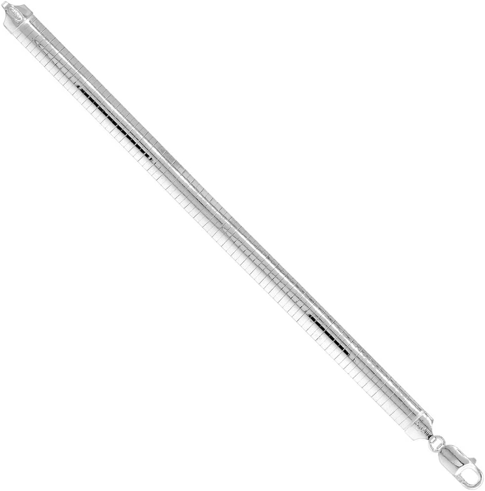 Sterling Silver 8mm Omega Necklaces & Bracelets for Women Nickel Free Italy 5/16 inch Wide Sizes 7-20 inch