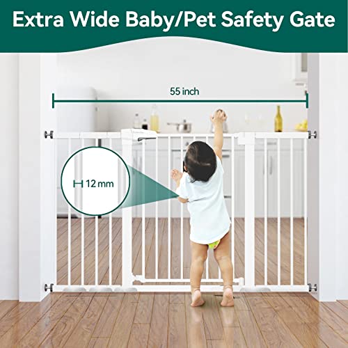 BABELIO-29-55-Inch-Extra-Wide-Baby-Gate-Metal-Auto-Close-Dog-Gate-Pressure-Mounted-Pet-Gate-for-Doorways-NO-Tools-Needed-NO-Drilling-with-Wall-Cups-White - Cucciolini Doodles   BABELIO-29-55-Inch-Extra-Wide-Baby-Gate-Metal-Auto-Close-Dog-Gate-Pressure-Mounted-Pet-Gate-for-Doorways-NO-Tools-Needed-NO-Drilling-with-Wall-Cups-White