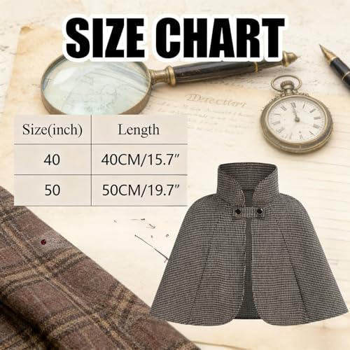 DELIVESS Kids Detective Costume for Boys and Girls Inspector Costume Accessories Set 6 Pcs Halloween Party Outfit (Grey,40cm) - Image 2