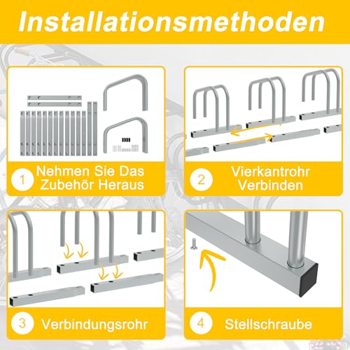 Acier fixation sol mur support vélo 6 places durable résistant aux intempéries - 7