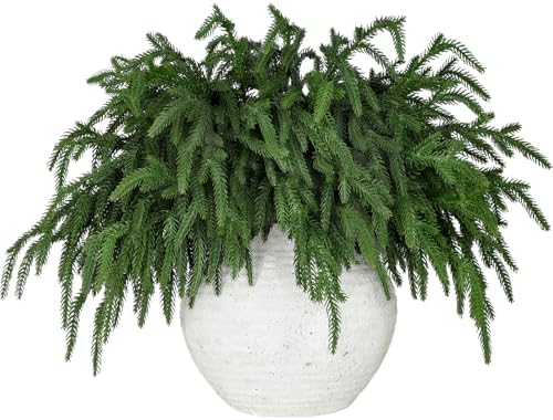 LZNPA 12 Pcs Realistic Christmas Pine Branches Natural Droopy Soft Bendable Artificial Pine Stems Picks Lifelike Greenery Stems for Vases Cedar Wreaths Garland Outdoor Indoor Christmas Decorations