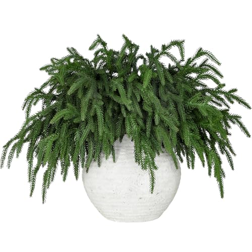 LZNPA 12 Pcs Realistic Christmas Pine Branches Natural Droopy Soft Bendable Artificial Pine Stems Picks Lifelike Greenery Stems for Vases Cedar Wreaths Garland Outdoor Indoor Christmas Decorations