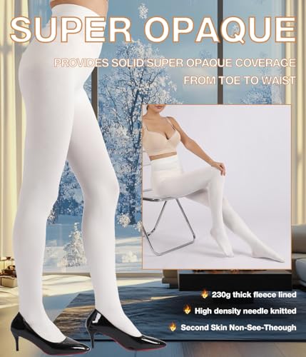 Image of MERYLURE Winter Warm Fleece Lined Tights for Women, Opaque Thermal Pantyhose, High Waisted Control Top Leggings