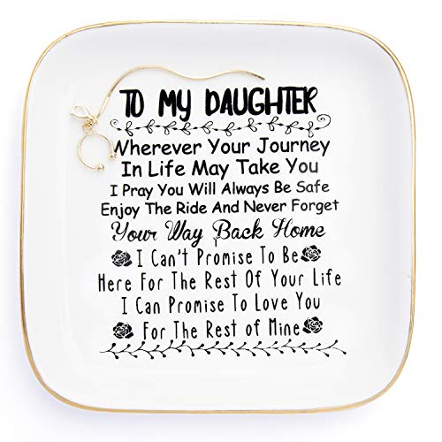 PUDDING CABIN Birthday Gifts for Daughter Ring Trinket Dish â€œ To my daughter