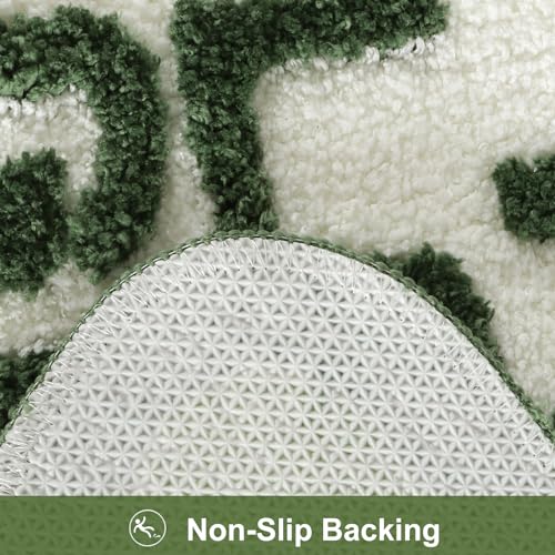 Image of HAOCOO Green Irregular Shaped Soft Non Slip Absorbent Washable Bath Mat for Bathroom, Sink, Tub, Shower