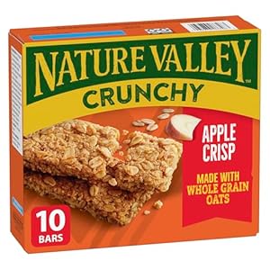 NATURE VALLEY Apple Crisp Crunchy Granola Bars, No Artificial Colours, No Artificial Flavours, Snack Bars, Made with Whole Grain Oats, Pack of 10 Granola Bars, Made with Apple