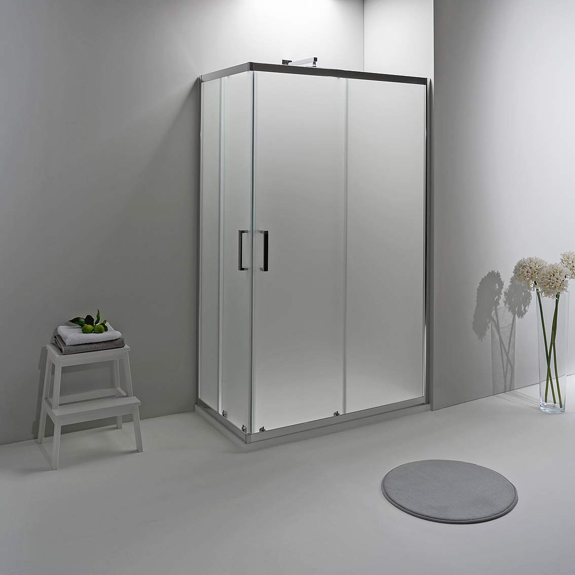 Box Doccia Angolare 80x100 cm Scorrevole Vetro Opaco - Mod.Elite