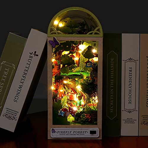 3D Jungle Hut Wooden Book Stand Puzzle Diy Dollhouse Wood Bookends Book Nook Model Building Kit With Led Light For Teens And Adults To Build-Creativity Gift For Birthdays Christmas Halloween #TOP1