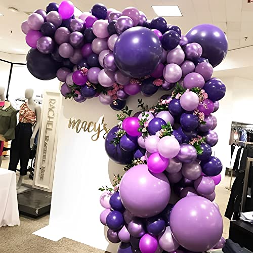 Image of Voircoloria 130pcs Dark Purple Balloons Different Sizes 18 inch 12 inch 10 inch 5 inch Party Latex Balloons for Birthday Halloween Graduation Baby Shower Anniversary Party Decorations