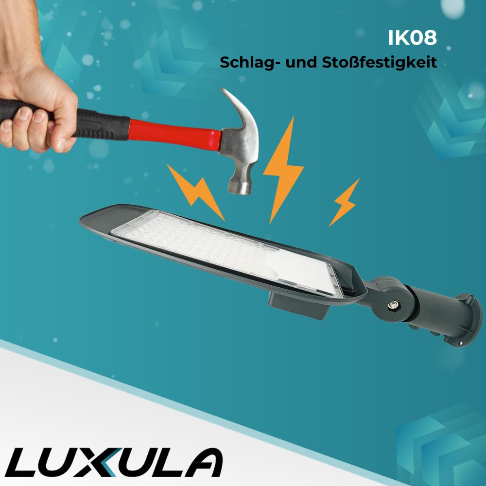 LUXULA LED Straßenlaterne 50W 2 Stück, 5800 Lumen, 5000K Neutralweiß, IP65 Wasserdicht, Mastleuchte, Straßenlampe, Aussenleuchte, Wegeleuchte für Hof, Parkplatz, Einfahrt und Gartenwege
