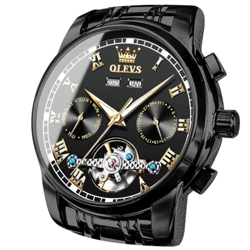 Image of OLEVS Automatic Watch for Men Self Winding Mechanical Luxury Business Stainless Steel Multi Calendar Waterproof Luminous Wrist Watches
