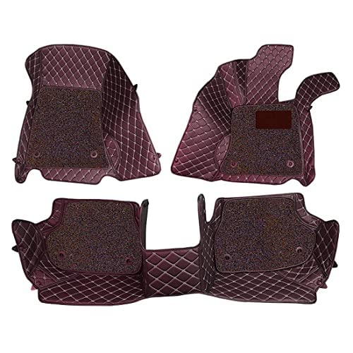 Image of CARNEST Premium 7D Car Floor Mat Full Set for Ford Endeavour || Luxury Leather with Grass Mat Complete Set || 100% Waterproof and Washable || Color : Black