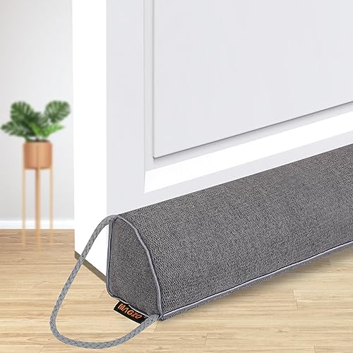 MAGZO Door Draft Stopper 36 Inches, Weighted Triangular Door Snake for Winter Noise Blocker with Hook Loops,Gray