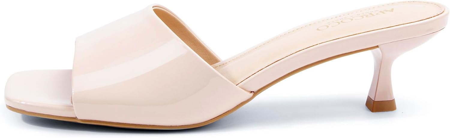 Women Kitten Heels Sandals Low Heels Square Open Toe One Band Slip-On Heeled Mules Comfortable Dressy Vacation Sandals - Image 5