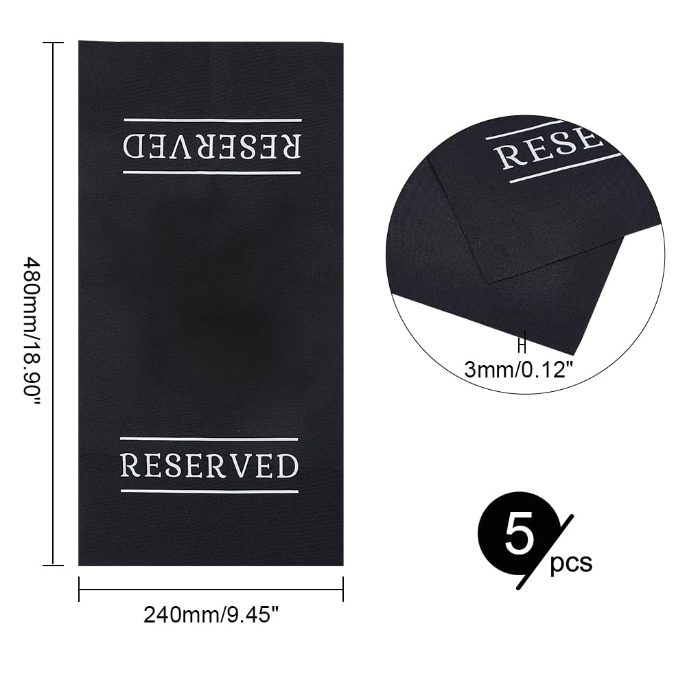 AHANDMAKER Reserved Chair/Pew Cloths Reserved Chair Signs Reserved Signs for Pews, Chairs, Weddings Parties Celebrations Receptions Church or Event (5-Pack, Black)