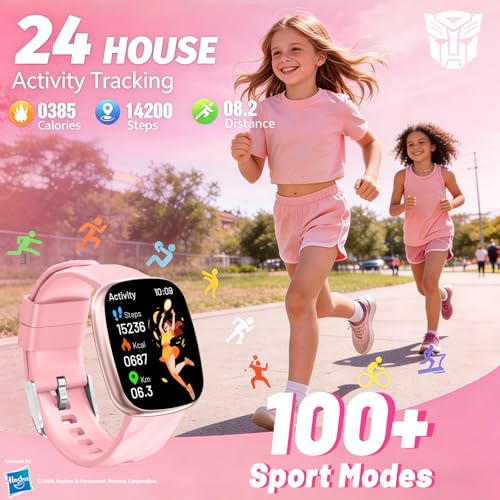 Transformers Kids Smart Watch for Boys & Girls, 1.78" HD Touchscreen Fitness Tracker with Heart Rate & Sleep Monitor, Sports Activity Watch with Pedometer, Birthday Gift for 5-16 Year Olds (Arcy-Pink) - image 2