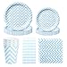 Forfamy Décoration Baby Shower Garcon, Vaisselle Bleu Assiette Carton Gobelet Serviette Papier Paille pour Fête Douche de Bébé Baptême Fournitures Annivrsaire Enfant Naissance Mariage (16 Invités)