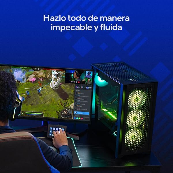 Person streaming and editing on a PC powered by Intel 12th Gen processor