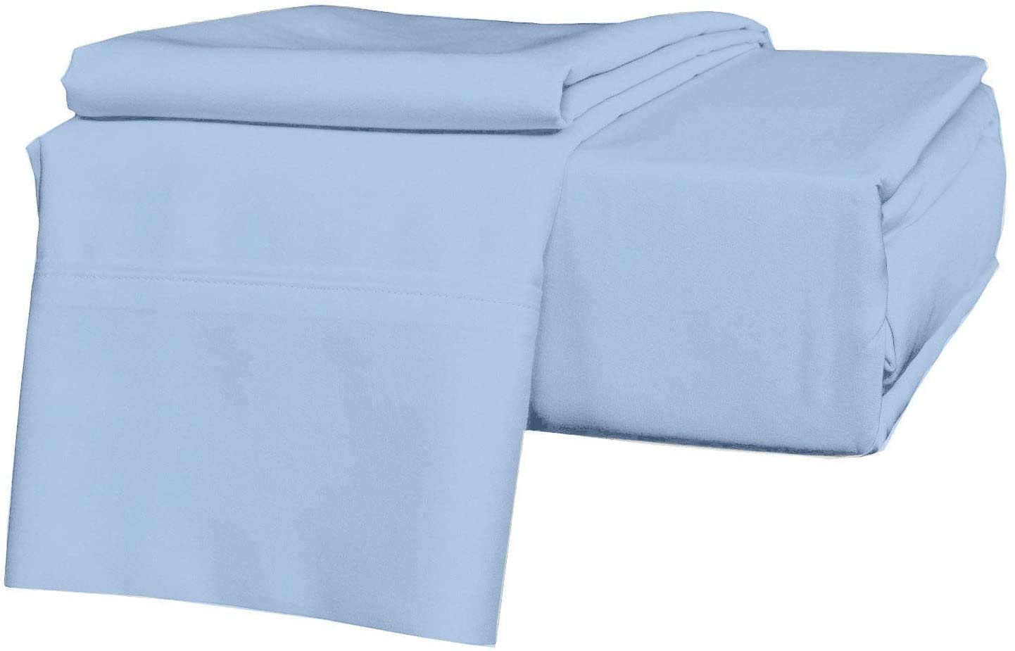 King Size Sheets Set - 4 Piece Set -Extra Soft - Deep Pockets - Easy Fit - Breathable & Cooling Sheets - Hotel Luxury Bed Sheets - King Sheets - Light Blue Solid