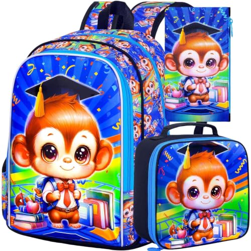 Image of AGSDON 3PCS Backpacks for Girls, 16 inch Elementary Kids Backpack Preschool School Bookbags and Lunch Box