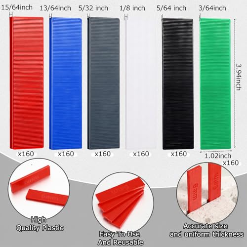 Image of Konohan 960 Pcs Plastic Flat Shims for Leveling, Structural Tile Spacers