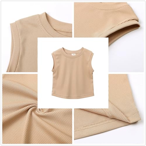 Image of TAOJIAN Baby Girls Kids Sleeveless Shirts and Wide Leg Pants Summer Clothes Sets