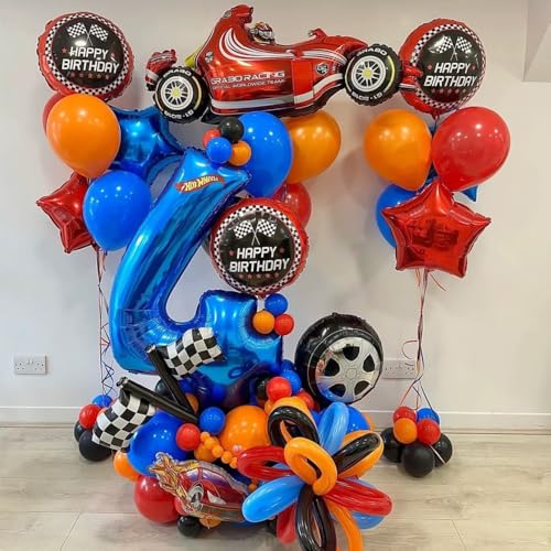 Image of 6 Pcs Race Car Tire Balloons 18 Inch Wheel Tire Balloon Black | Race Car Party Decorations Racing Theme Boys Birthday Party Decoration Supplies