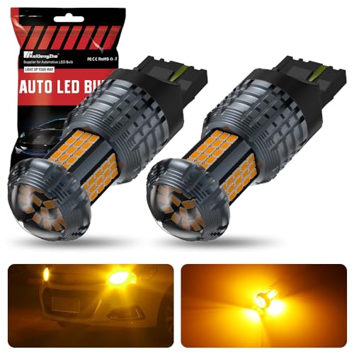 KaiDengZhe 7440 LED Turn Signal Light Bulb Yellow, Newest upgrade CANBUS 12V T20 LED Bulb, Anti Hyper Flash 24V NA7440 W21W LED Bulb Amber Replacement for Front and Rear Position Light, 2PCS