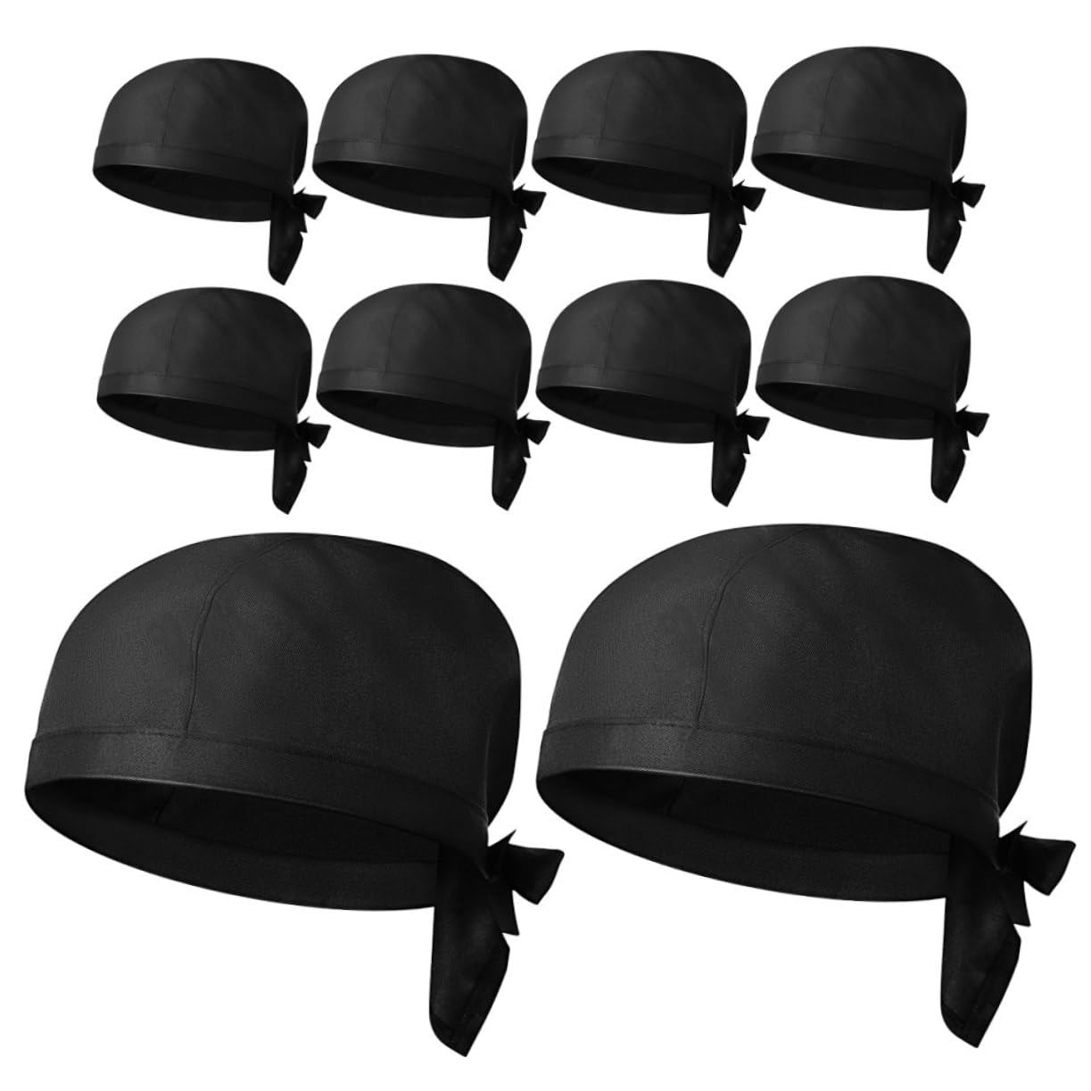 Gorro de Chef de Cocina Negro 10 Piezas de Algodón