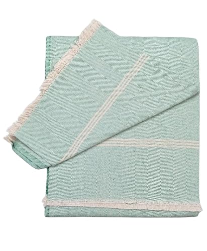 Image of 100% Cotton Soft Beautiful 3D Chek Single Bed Size Skin Friendly Summer Blanket /Khes /Dohar /Top Sheet Set /Chadar (Green)