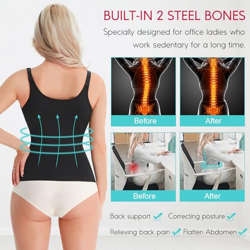 LODAY Waist Trainer Corset for Women Tummy Control Sport Workout Body Shaper Black3