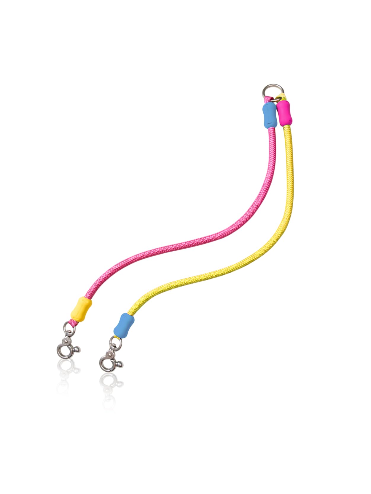 Maogoublue Double Dog Leash,2 Way Coupler Anti Chew No Tangle 360° Swivel, Dual Dog Lead Splitter with Double Clip for 2 Dogs Walking Over 44 lbs (Pink Lemonade Puff 20'')