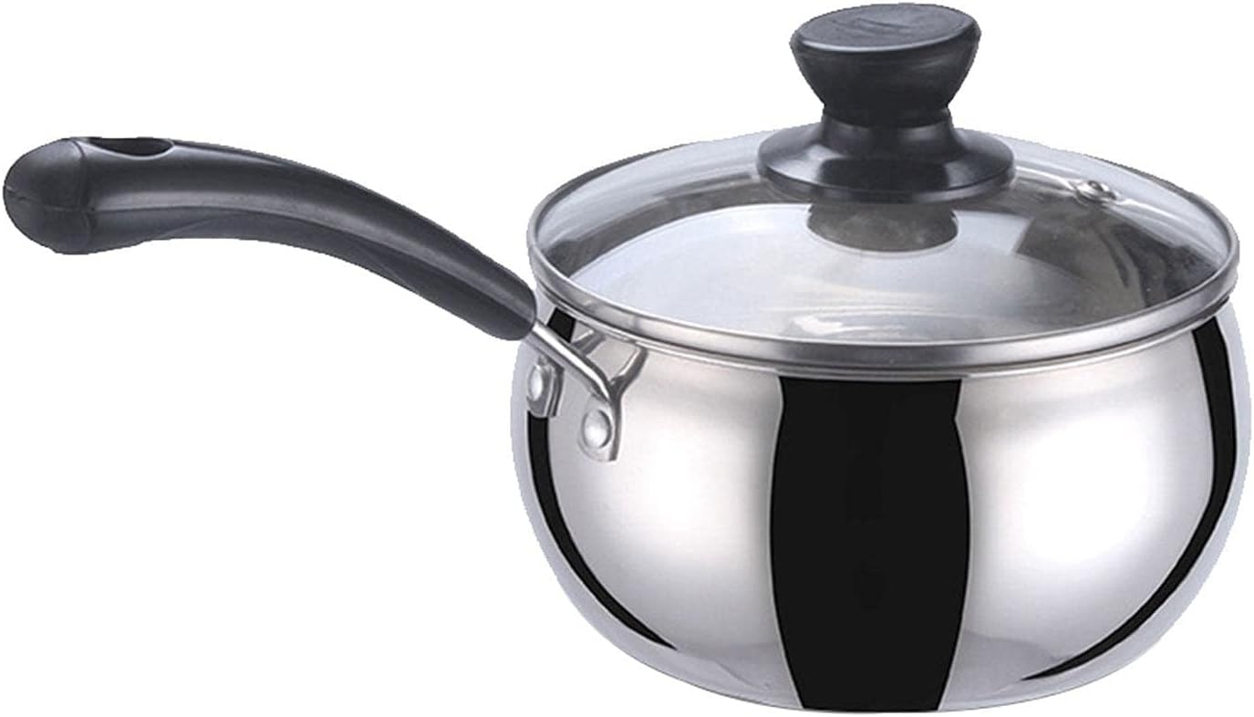 Stainless Steel Saucepan - Stock Pot, Shatterproof Milk With Vented Tempered Glass Lid, Large Induction Gas Soup Suitable For All Stove Tops, Oven Safe