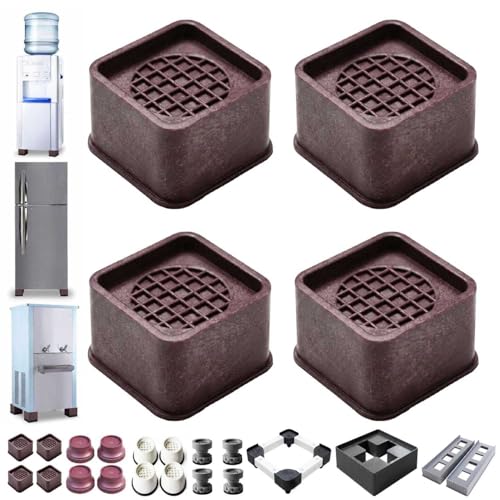 Image of SAI PRASEEDA Anti-Vibration Washing Machine Pads | 1 Set (4 pcs) | Maroon | Square Shape | Stands for Washer, Fridge, Furniture, Beds, Tables, Sofa | Shock & Noise Reduction