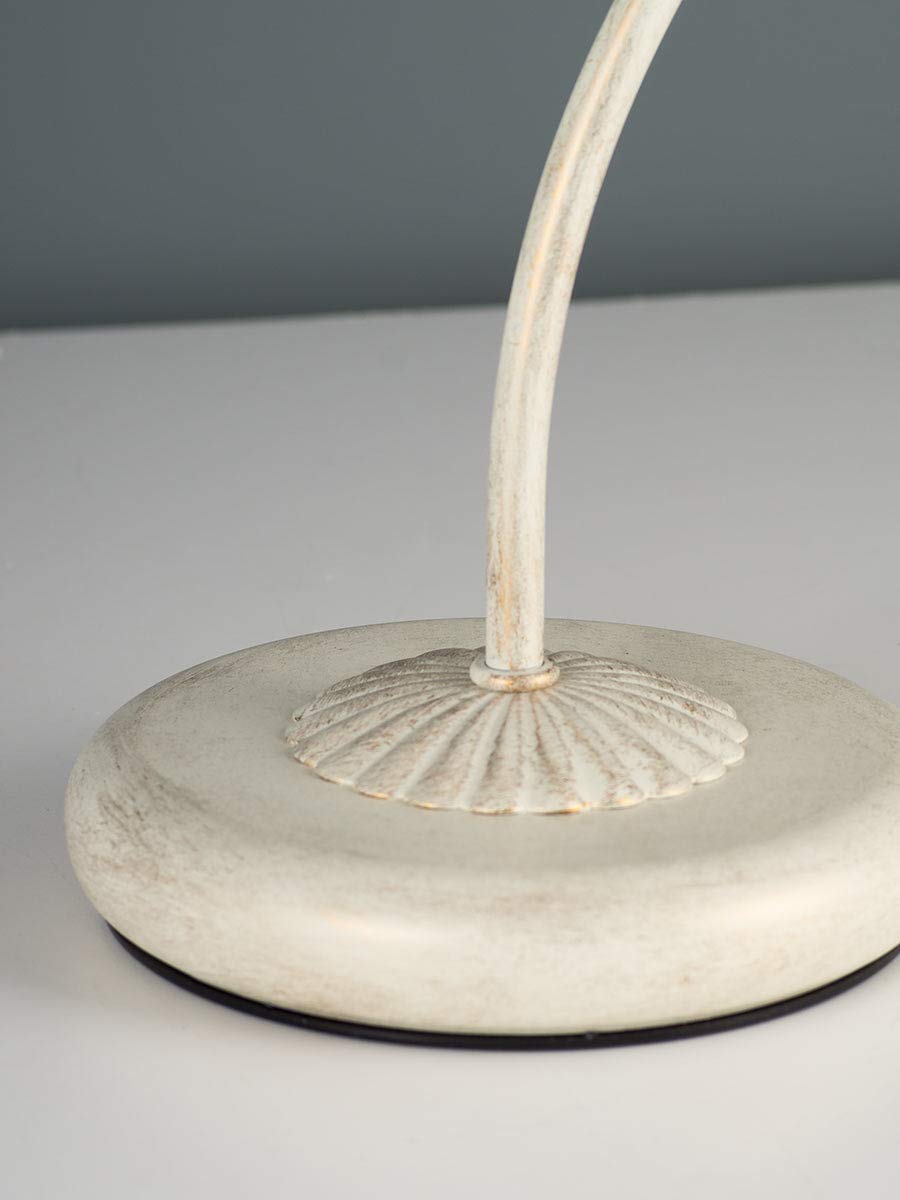 Tischlampe Keramik shabby weiß beige handbemalt Landhausstil Nachtischlampe